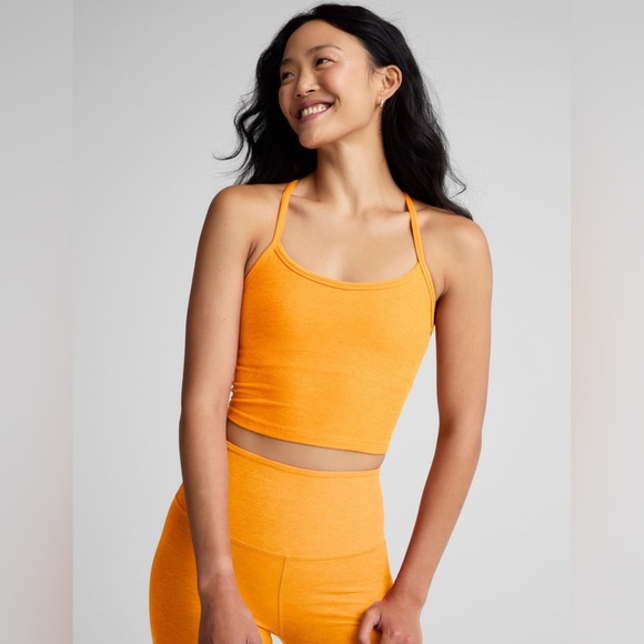 Beyond Yoga Spacedye slim Racerback Cropped Tank in Mango Pop Heather - Picture 1 of 5